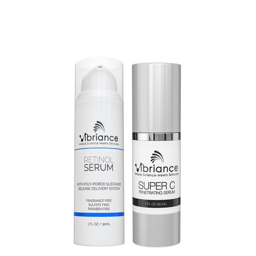 Vibriance Dynamic Duo Skincare Bundle | Super C Vitamin Serum, Retinol Skin Care Set - Age-Defying Night and Day Retinol and Vitamin C Serum for Face Routine Skincare Kit