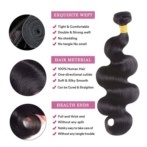 Body Wave Bundles Human Hair Soft 16 18 20 22Inch 100% Brazilian Human Hair Bundles 12A Hair extension Long Natural Black Color For Women