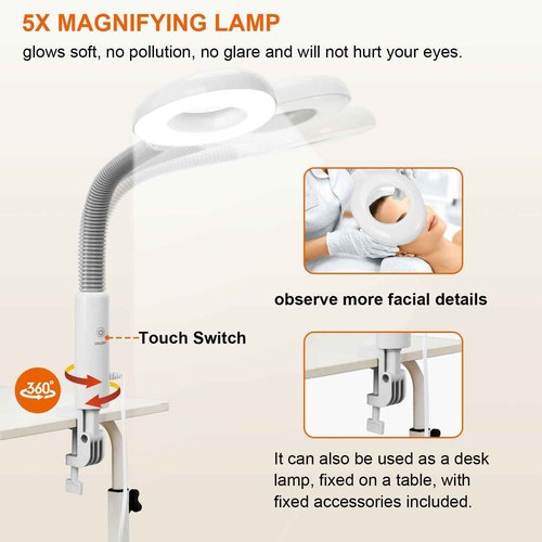 2 in 1 Facial Steamer, Professional Facial Steamers with 5X Magnifying Lamp, Face Steamer for Esthetician, Facial Steamer for Home Beauty Salon SPA