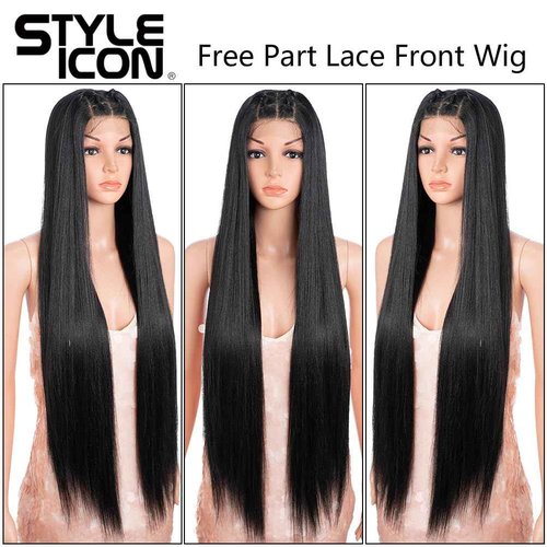 Style Icon 36” Super Long 13x4 Lace Wig Easy-360 Lace Frontal Wigs Free Part Lace Front Wigs with Baby Hair (36“, 1B)
