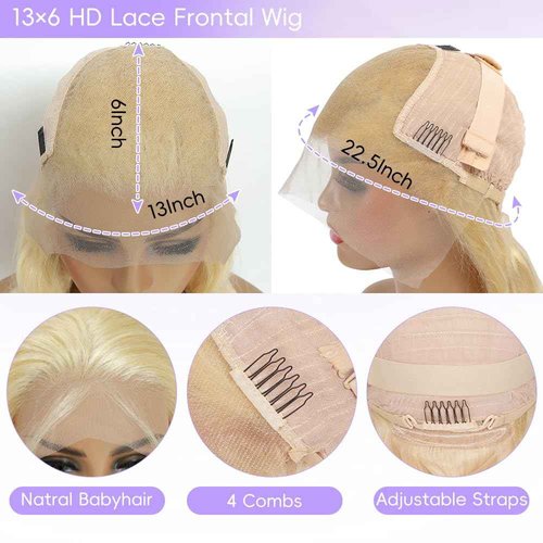 XIAPAY 13x6 613 Lace Front Wig Human Hair 28 Inch Blonde Wig Human Hair Body Wave Blonde Lace Front Wigs Human Hair 613 HD Frontal Wig 200% Density HD Lace Frontal Wigs Human Hair Pre Plucked