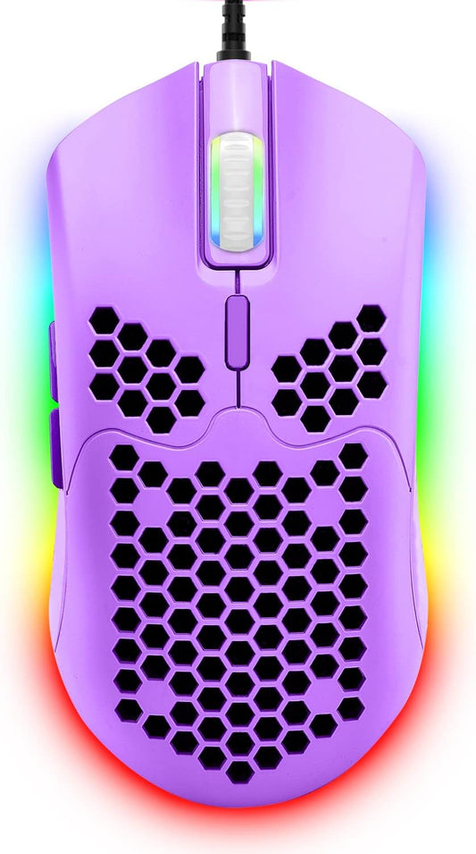 ZIYOU LANG Wired Lightweight Gaming Mouse,6 RGB Backlit Mouse with 7 Buttons Programmable Driver,6400DPI Computer Mouse