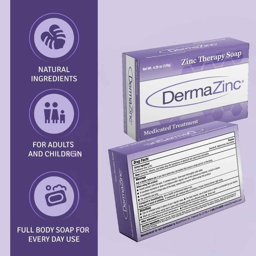 DermaZinc Therapy Soap, Zinc Soap for Skin, Skin Disorder Relief for Psoriasis, Dermatitis, Eczema, and Other Condition Symptoms (Pack of 10)
