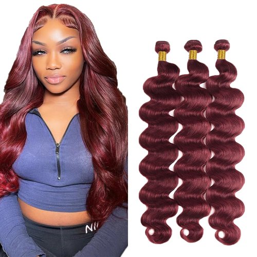 99j Burgundy Bundles Human Hair Body Wave Bundles Human Hair 26 28 30 Inch Wine Red Brazilian Hair 3 Bundle 50 Gram Per Bundle Unprocessed Virgin Remy Hair Extensions
