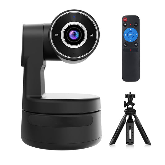 ADKIDO Tiny 4K PTZ Webcam HDR ½.8" Sensor Auto-Frame Gesture Control Built-in Pickup Support USB Audio and Video Output for Online Meetings, Online Chats, Online Classes, Live Streaming, etc.
