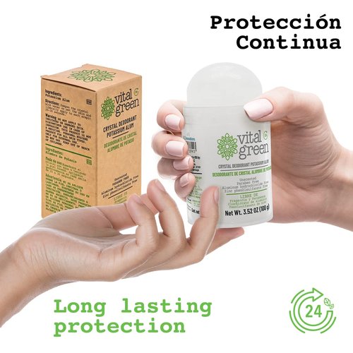 Vital Green Crystal Potassium Alum Deodorant – Unscented Mineral Deodorant For Men, Women And Athletes -3.53oz / 100 g (12 Units)