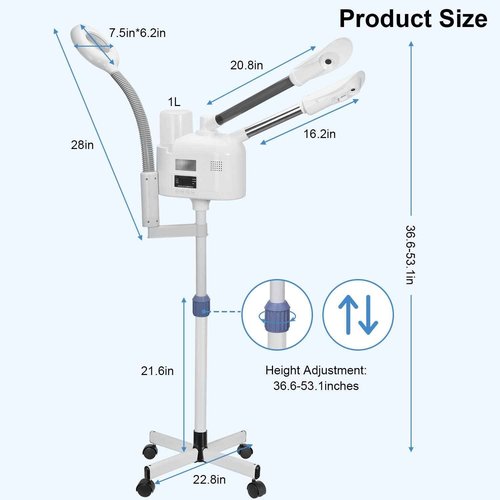 Facial Steamers Professional 3 in 1 Facial Steamer with 5X Magnifying Lamp, Upgrade PTC Heating, Hot/Cool Mist Steamer for Home Salon Spa Beauty