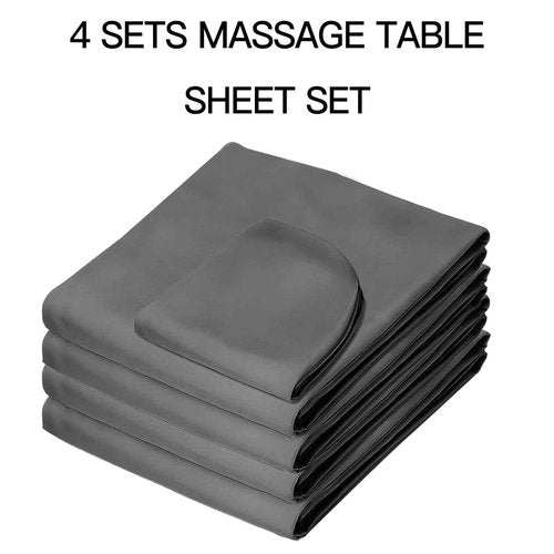 Y.Rivouied 4 Sets Massage Table Sheet Set, Soft Microfiber Facial Bed Cover Set Bulk 3 Piece Set Includes Flat and Fitted Sheets with Face Cradle Cover Stain and Wrinkle-Resistant, Grey