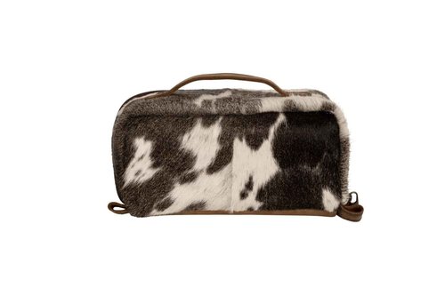 STS Ranchwear Women's Genuine Full Grain Leather Cowhide Elise Makeup Bag - Portable Durable Compact Travel Zipper Handbag Organizer Bag