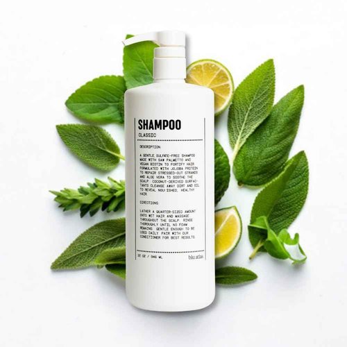 Blu Atlas Men's Natural Shampoo – Organic, Sulfate-Free, Paraben-Free – Deep Cleansing & Hydrating – Classic Scent (Bergamot, Sage, Patchouli) – Made in America– 32 oz