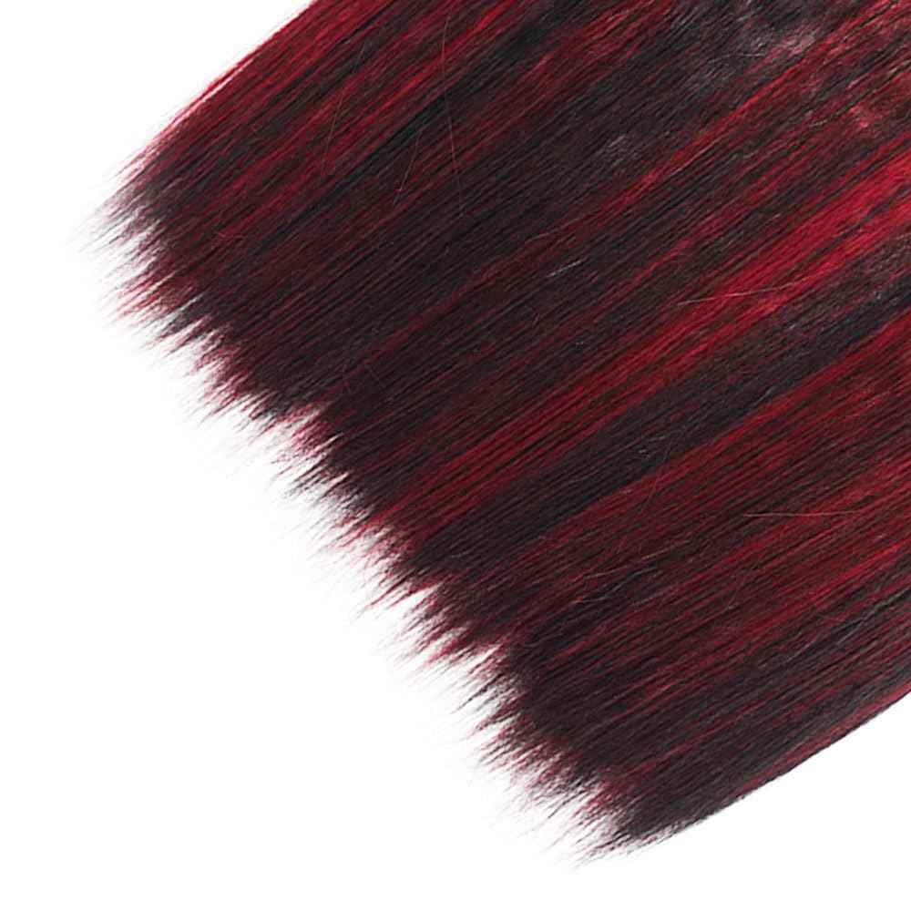Highlight P1B99J Straight Bundles Ombre Burgundy Human Hair Bundles Grade 8A Brazilian Remy Hair Weaves Extensions Black Mixed With Wine Red Color For Women 10 12 14 Inch