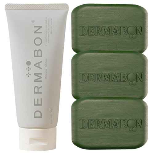 Dermabon Seborrheic Dermatitis Cream & Psoriasis Soap Bar Bundle| Calendula Extract, Salicylic Acid & Bee Wax Cream| Coal Tar soap for Dandruff Control| Moisturizing Crema para Psoriasis