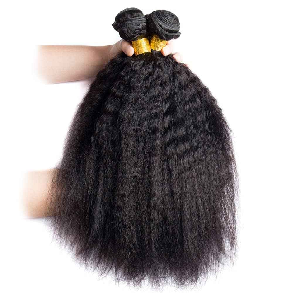 Habiliana Bundles Human Hair 26 28 30 Inch Yaki Wave Natural Human Hair Bundles 11A Unprocessed Brazilian Virgin Quick Weave Hair Extensions for Black Women