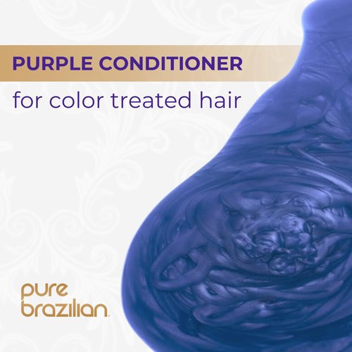 Pure Brazilian Always Blonde Conditioner with Keratin, Acai & Argan Oil, Purple Conditioner for Color-Treated Hair, Sulfate-Free, 33.8 Fl Oz