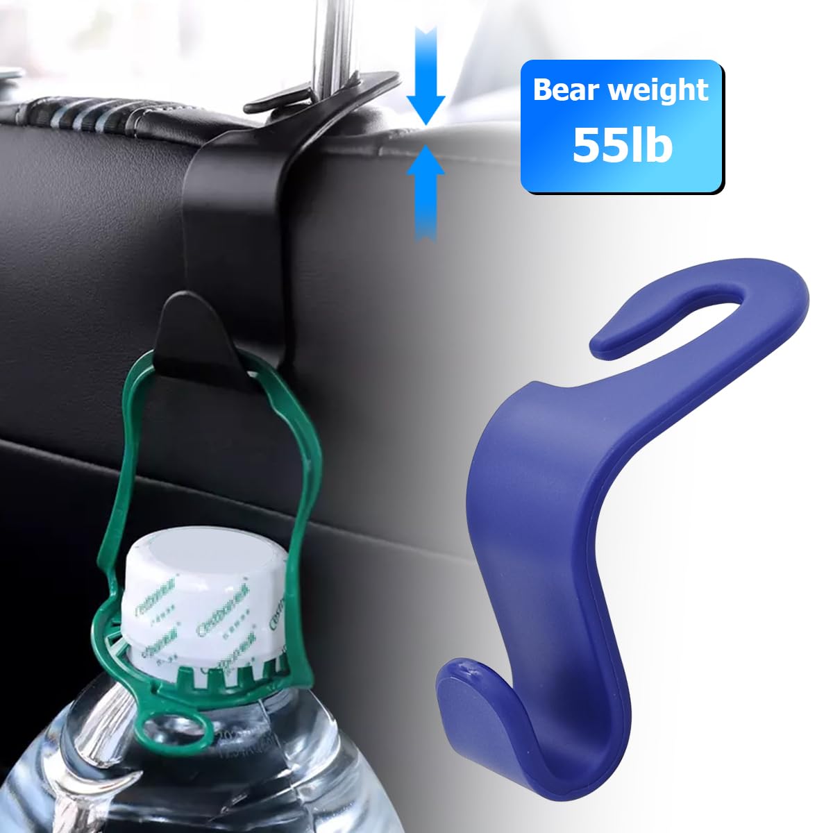 4PCS Car Back Seat Headrest Hooks, Rear Car Seat Storage Headrest Hanger Holder Hooks Organizer, Universal Auto Interior Accessories for Bag Purse Handbag Cloth Coats Grocery (Blue)