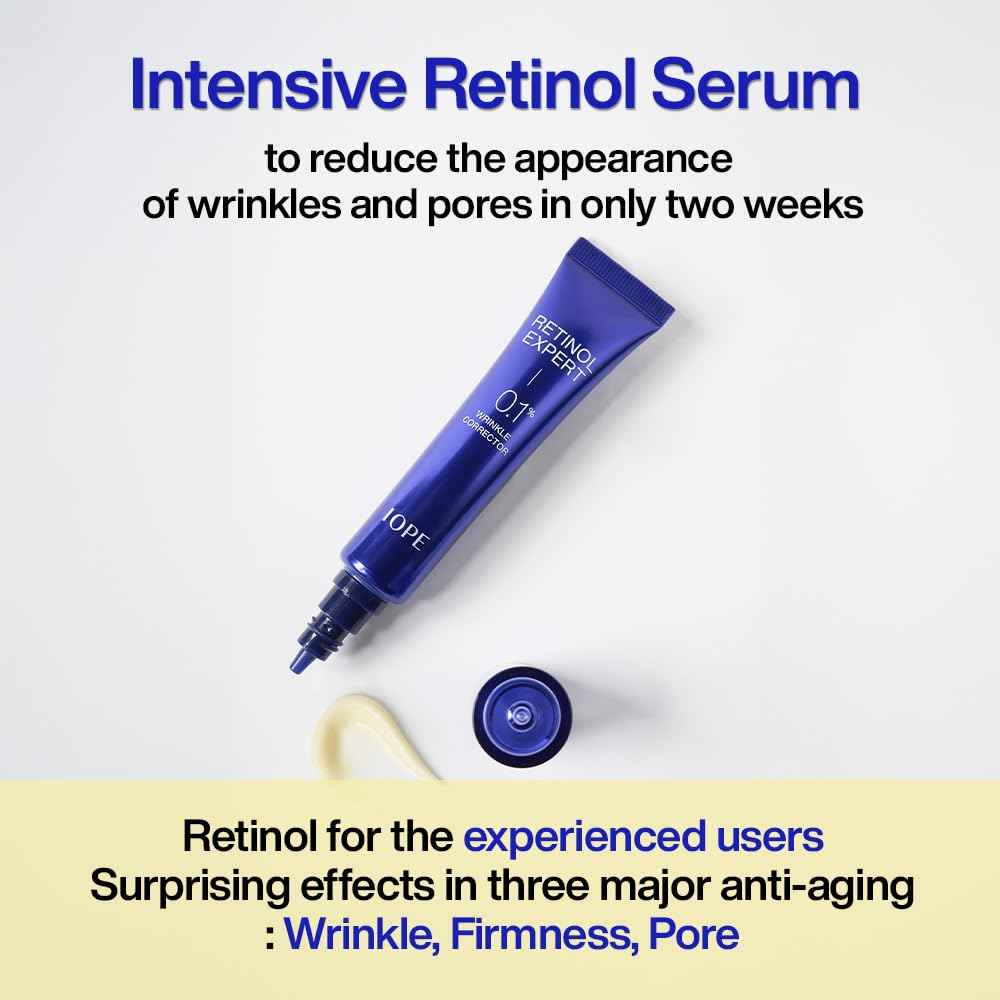 IOPE Retinol Expert 0.1% - Anti-Aging Serum with Pure Retinol, Reduce Wrinkles & Fine Lines, Pore Refining, Ideal for Retinol-Experienced User, Dermatologist Tested Korean Skincare, 1.01 fl.oz.