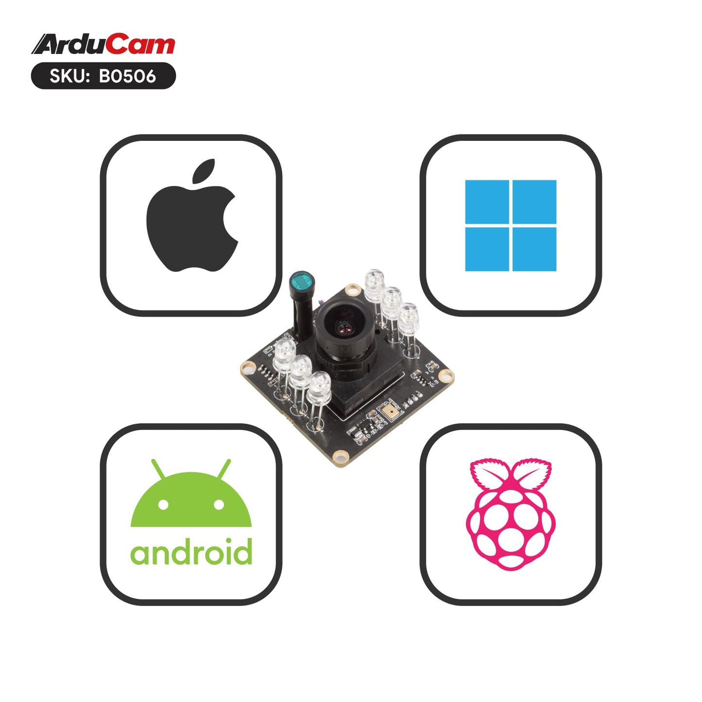 Arducam 1080P USB Camera, Day & Night Vision Webcam for Computer, 2MP Automatic IR-Cut Switching All-Day Image Infrared Camera USB2.0 for Windows, Linux, Android and Mac OS