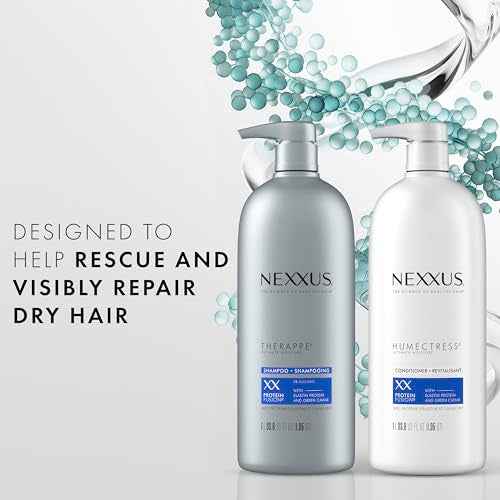 Nexxus Shampoo and Conditioner Therappe Humectress 2 Count for Dry Hair Silicone-Free, Moisturizing Caviar Complex and Elastin Protein for thicker and stronger hair 33.8 oz