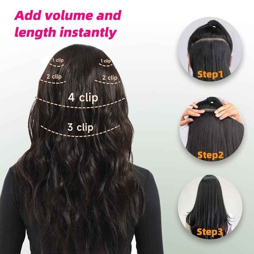Straight Clip in Hair Extensions Real Human Hair, 7Pcs 18 Inch 105g Red Invisible Natural Soft Remy Human Hair Extension Clip ins, Double Weft Hair Extensions Real Human Hair for Women