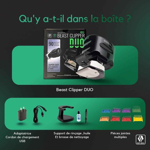 Skull Shaver Beast Clipper Duo - Home Haircut & Grooming Kit - Durable Steel Blades - Cordless Operation - Adjustable Combs - Designed for Men & Women