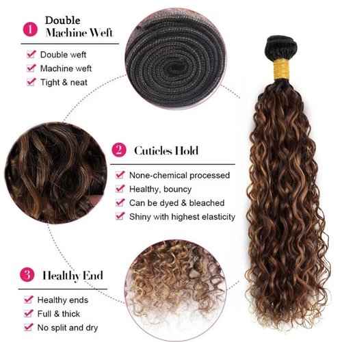 24 26 28 inch P430 Human Hair Bundles Ombre Water Wave Bundles Human Hair Highlight Water Wave Bundle 3 Tone