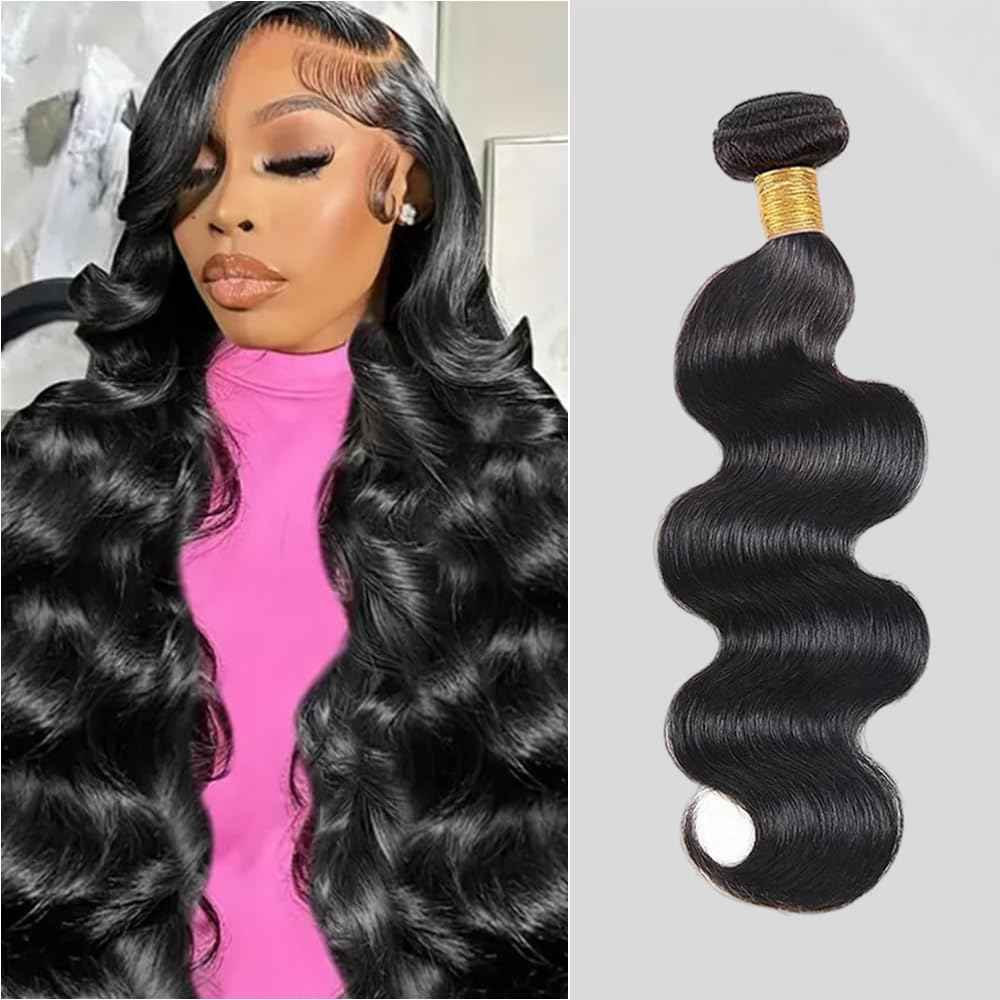 12A Body Wave Bundles Human Hair 24 Inch Brazilian Jet Black Bundles Human Hair Extensions