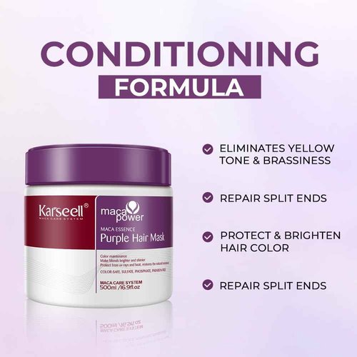 Karseell 3 Item Extract Moisturizing Shampoo and Conditioner Set Neutralizes Brass & Yellow Tones Hair Mask with Argan Oil