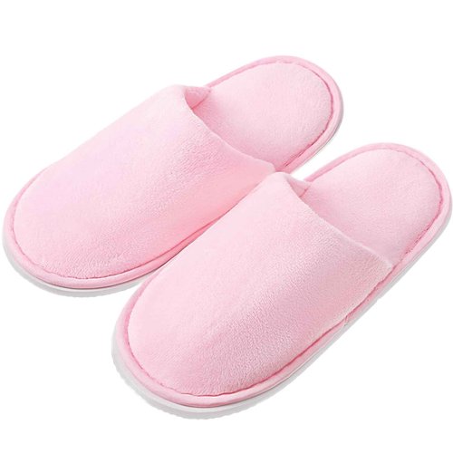 Twistover 24 Pairs Kids Disposable Slippers Non Slip Closed Kids Spa Slippers Comfortable Home Slippers Disposable Spa Indoor Outdoor Slipper for 4-12 Years Old Boys Girls Party Hotel Travel(Pink,S)