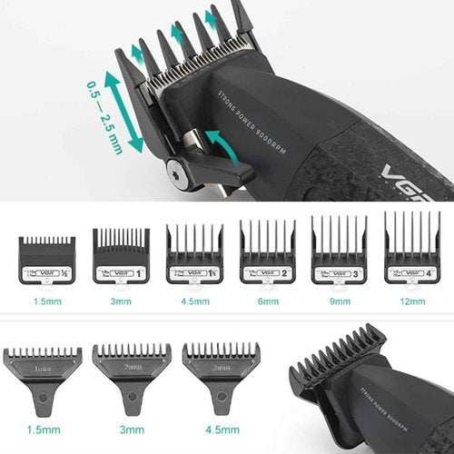 VGR 640 Professional Hair Clippers for Men, 9000RPM Cordless Barber Clippers and Trimmers Set, Zero Gap T-Blade Hair Cutting Kit, DLC Coated Ceramic Blade Barber Kit with LED Display(Black)