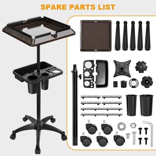 Johgee Salon Tray Cart with Extra Storage Space, Salon Rolling Tray, Adjustable Height Salon Tray on Wheels, Removable Hair Extension Tool Tray for Hairdressers, Color Tray for Salon Home Use