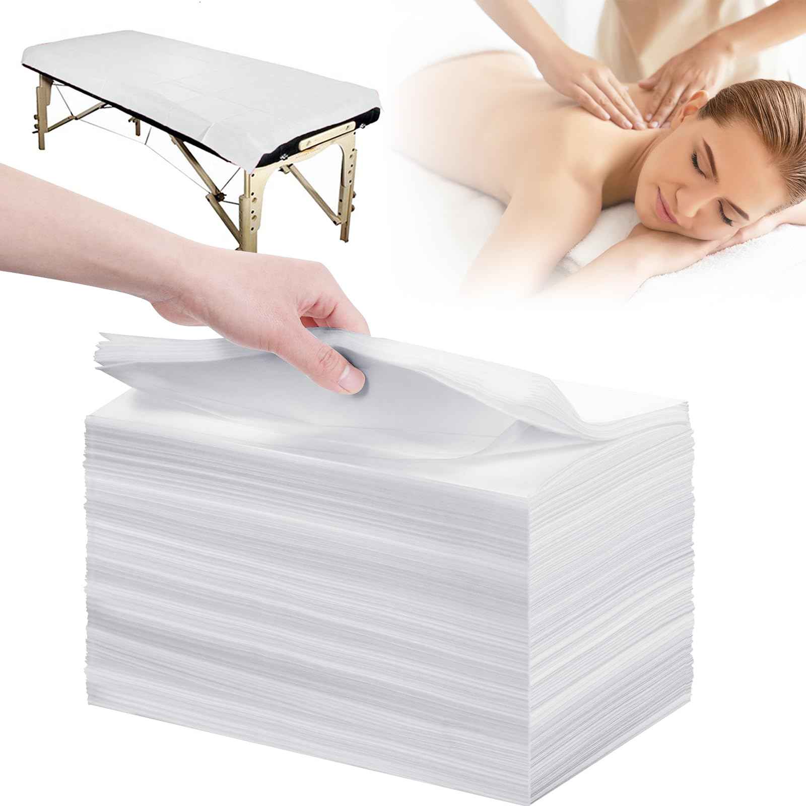 200pcs Massage Table Sheets 31''x71'' Disposable Bed Sheets Non-Woven Fabric Bed Covers for SPA Tattoo Massage Table(White)