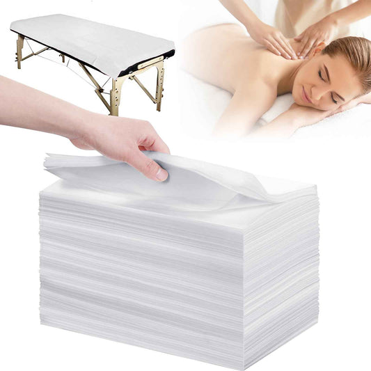 200pcs Massage Table Sheets 31''x71'' Disposable Bed Sheets Non-Woven Fabric Bed Covers for SPA Tattoo Massage Table(White)