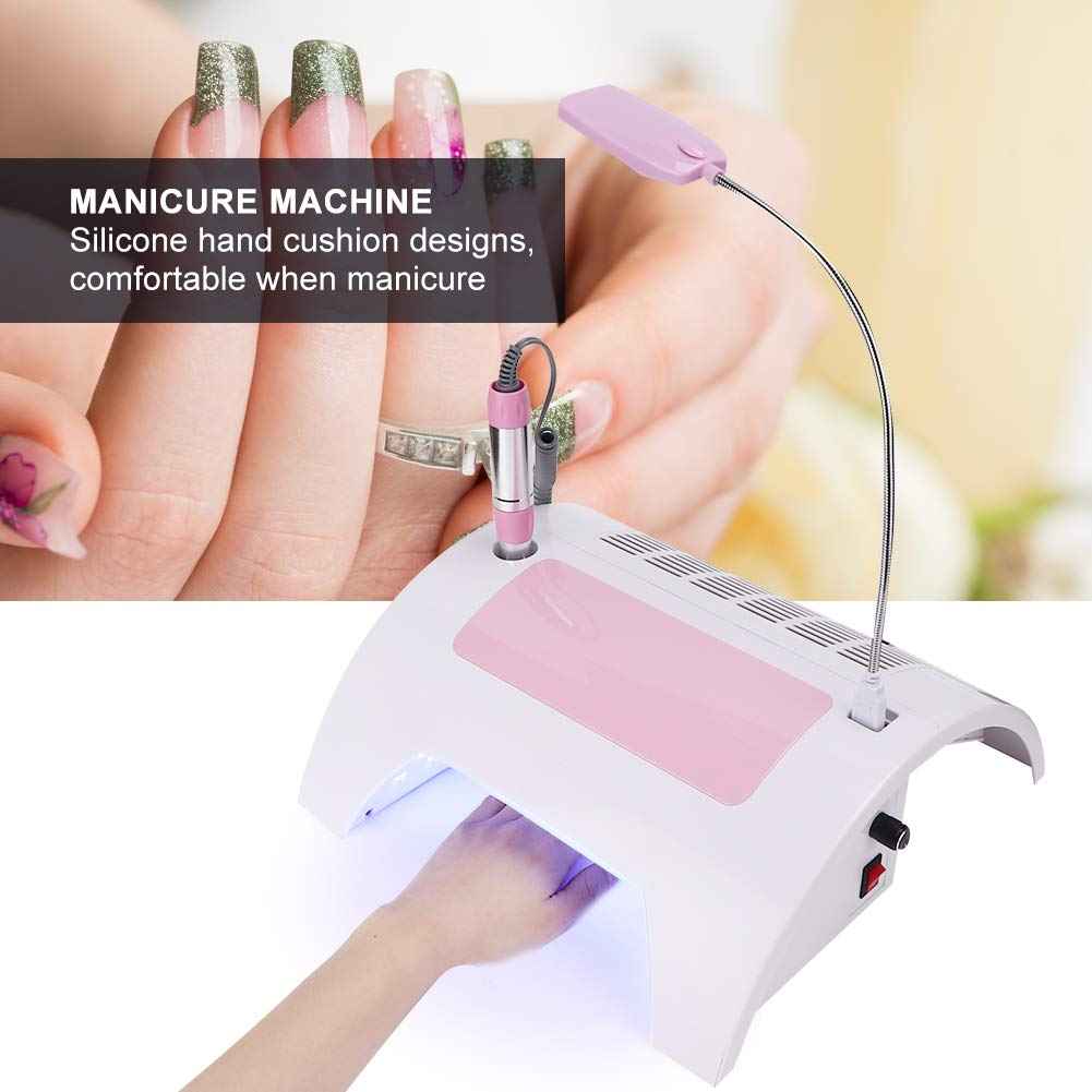 5 in 1 Nail Dust Collector with Drill, 60W Multi-Functional Nail Grinding Machine, Cleaner, Manicure Light, Hand Rest Pillow for Salon, Home Manicure, Pedicure (US)