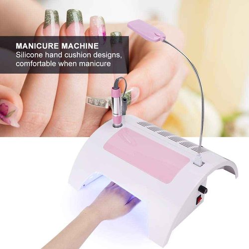 Nail Dust Collector Nail Lamp 60W Multifunctional Nail Polishing Machine with Light Pillow for Manicure Organic Nails US Plug 110-240V