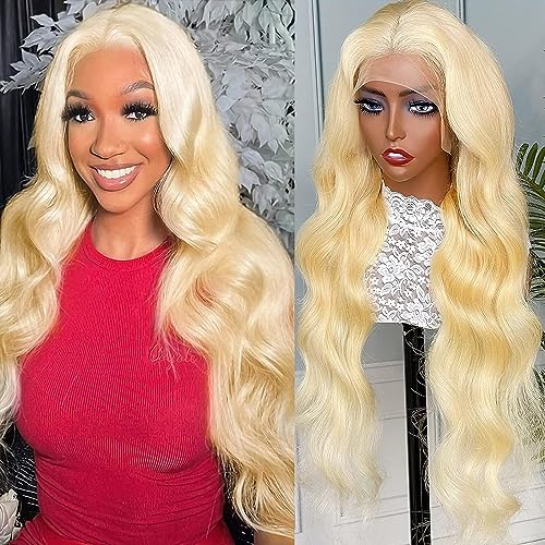 613 Lace Front Wig Human Hair 13x4 Body Wave Blonde Lace Front Wigs Human Hair 180% Density 613 HD Lace Frontal Wig Pre Plucked With Baby Hair 28 Inch