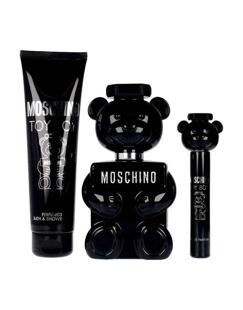 MOSCHINO Toy Boy for Men (3.4 Ounce Eau De Parfume Spray + 5.0 Perfumed Shower Gel + 0.33 Ounce Travel Spray), 6W0620, multi color, 1 count (Pack of 3)