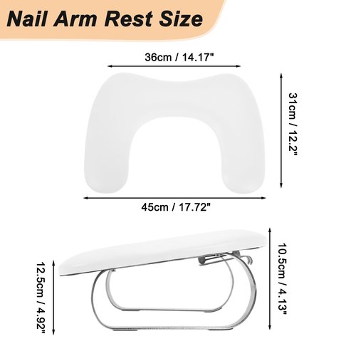 VOCOSTE Nail Arm Rest with Mobile Phone Holder, Manicure Hand Rest, Hand Rest for Nails Tech with Stable Base, White