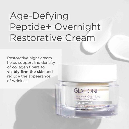 Glytone Peptide+ Overnight Restorative Cream | Age Defying Night Moisturizer for Face Hydrates, Plumps & Improve Wrinkles | Night Cream for Women Visibly Firms Skin | Fragrance-Free - 1.7 oz.