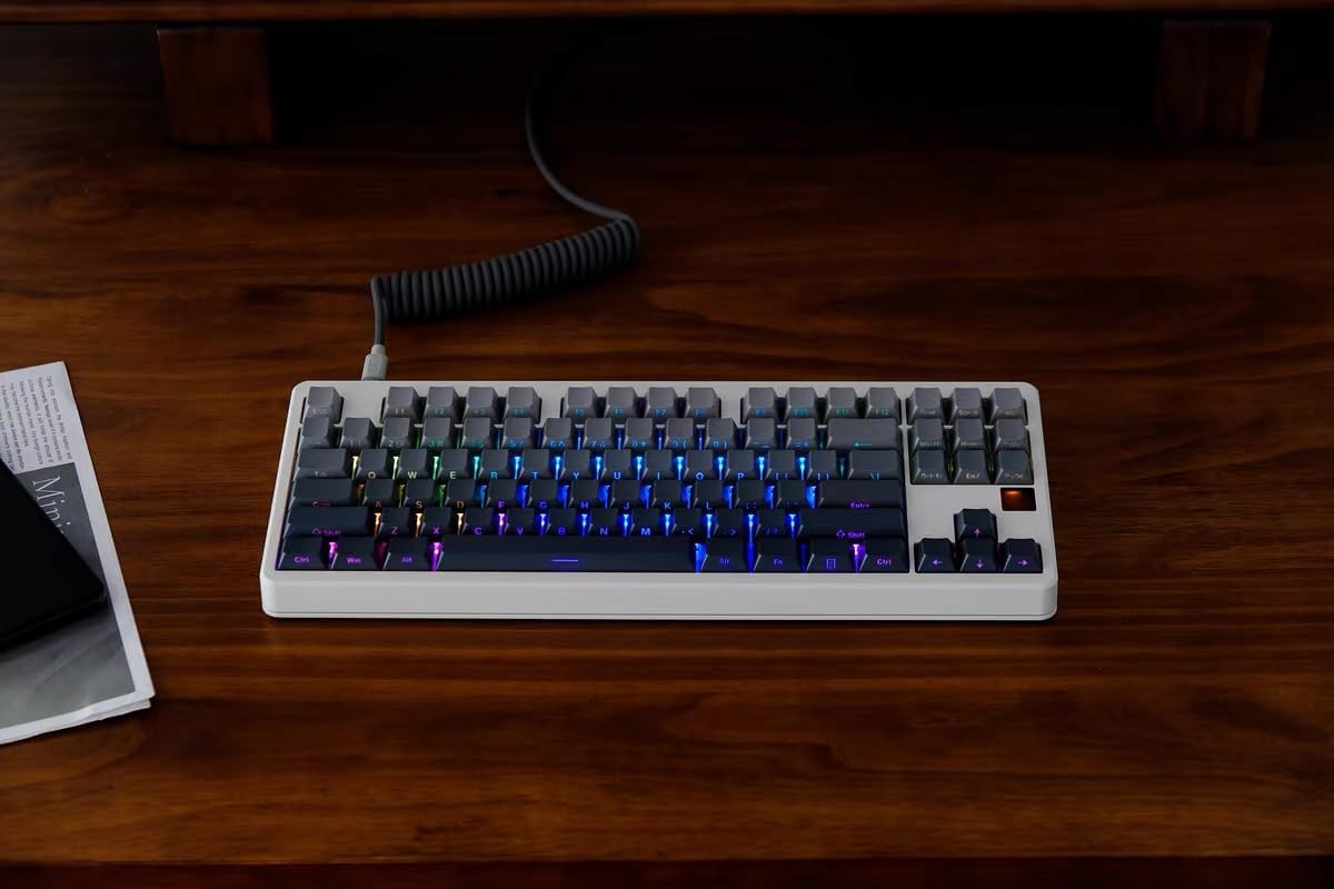136 Keys Gradient Purple Cherry Profile Keycaps, PBT Double Shot Key caps, Side Print Shine Through Keycap, Backlit Custom Keycaps 60 Percent for ANSI/ISO Layout Cherry Mx Mechanical Keyboard