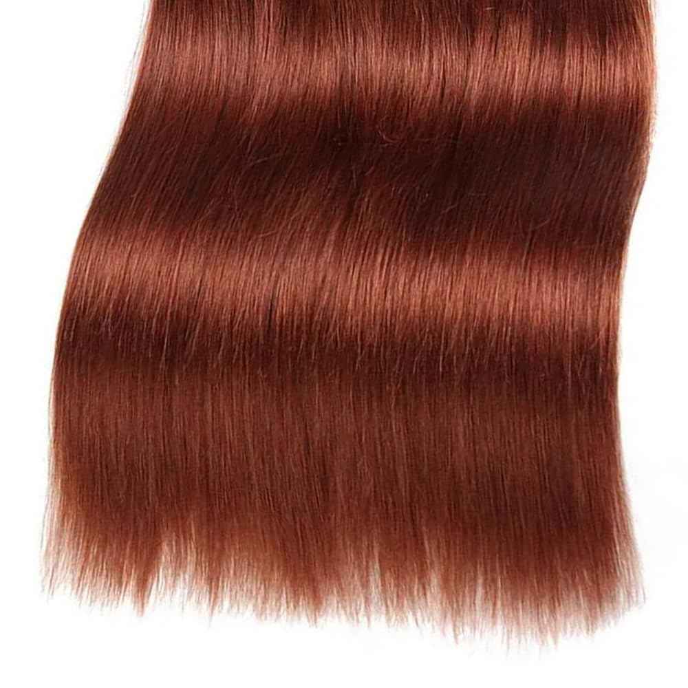 16 18 20 Inch Reddish Brown Straight Human Hair Bundles - Copper Red Color 33 Auburn Brazilian Virgin Hair Double Weft Soft and Silky