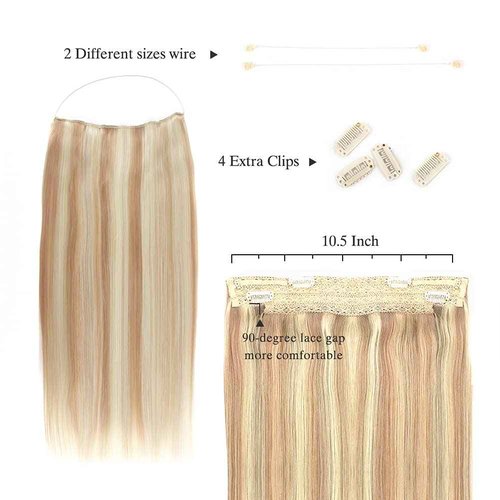 Sassina Wire Human Hair Extensions, 16 Inch 100 Grams Highlight Dark Dirty Blonde Mixed with Ash Blonde Remy Wire Hair Extensions Real Human Hair with Miracle Wire Straight Hairpiece