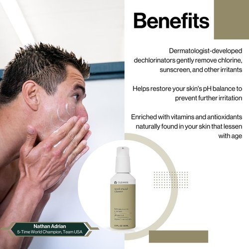 TRISWIM Chlorine Removal Body Wash & After Swim Lotion with Dermasport pH Balancing Cleanser, Hydrating Face Moisturizer, and Facial Sunscreen SPF 50 Bundle | Complete Skincare & Haircare for Swimmers