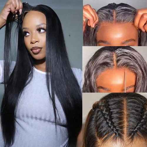 Amesha Hair 5x5 HD Lace Closure Straight Natural Color 100% Human Hair Pre-Plucked 0.10mm Ultra-thin Invisible Swiss Lace 12 Inch