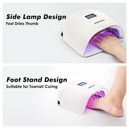 Purtato Professional Rechargeable UV LED Nail Lamp with 4 Timer Setting and 18000mAH Long Battery Life Nail Dryer JC22 (White)