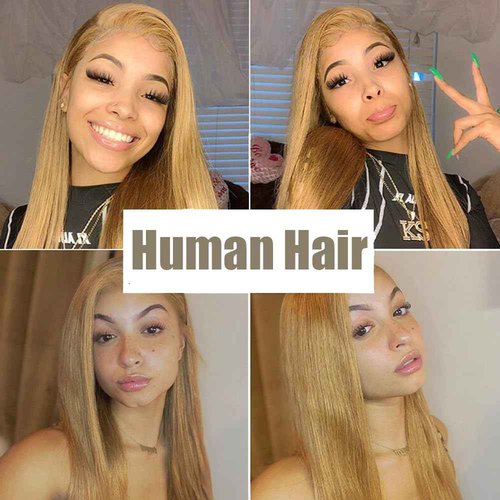 #27 Blonde Bundles Human Hair Straight Bundles 34 34 34 Inch 3 Bundle Unprocessed Brazilian Virgin Hair Honey Blonde Straight Human Hair Extensions 50 Gram Per Bundle