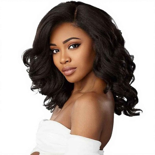Body Wave 13x6 HD Lace Front Wigs Blend Human Hair 180% Density Bob Wig Pre Plucked Short Bob Wigs for Black Women Glueless Frontal Wig Synthetic Hair Natural Black Loose Wavy 16 Inch