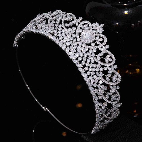 Jorsnovs Wedding Crowns for Bride Cubic Zirconia Tiaras Bridal Diamond Headpieces Corona De Novia Quinceanera Zircon Headband