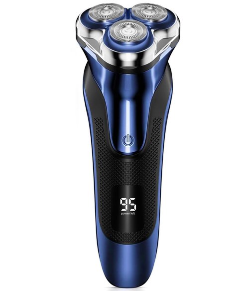 Electric Razor for Men, Electric Shaver for Men Face, with Pop Up Trimmer Waterproof Wet Dry Rechargeable Shaver Bright Blue