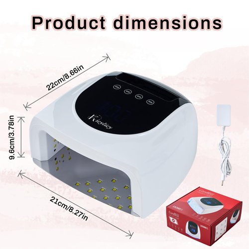 Kicylicy Nail Lamp,96W Professional Rechargeable Cordless UV LED Nail Lamp Nail Dryer with 42 Lamp Beads 4 Timer Setting Portable Handle Large Space Nail Lamps for Gel Polish