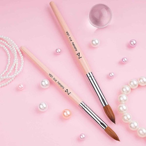 M – Majesti Pink 100% Kolinsky Acrylic Nail Brush | Professional Acrylic Sculpting & Application Brush | Handcrafted Premium Nail Art Tool for Nail Technicians (#18)